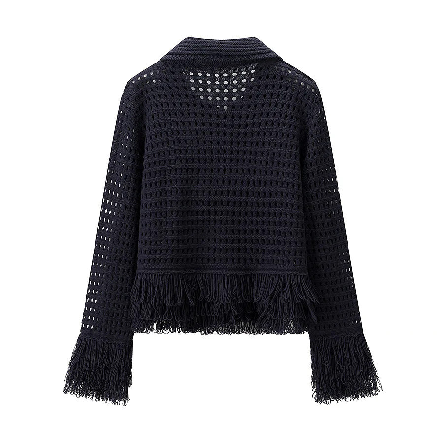 Damen Midirock mit fransiertem Saum und strukturiertem Design Drune