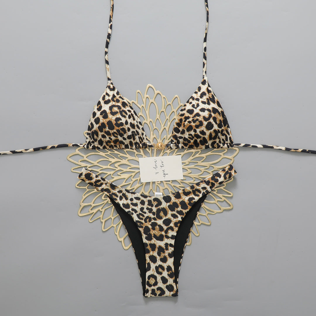 Damen Modischer Triangel-Bikini mit verspieltem Schmuckelement Drune