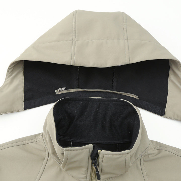 Herren Softshell‑Hybridjacke mit Kapuze, versiegelten Reißverschlüssen und ergonomischem Schnitt Drune