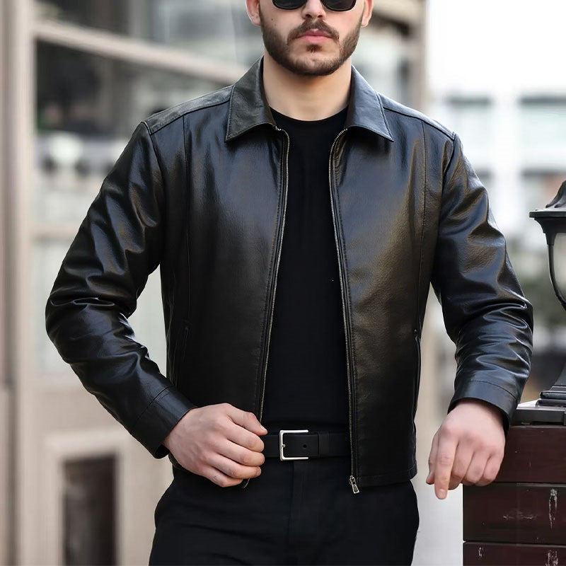 Herren Elegante Kunstlederjacke Drune