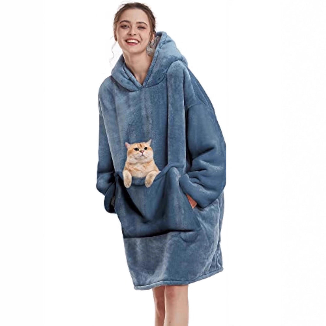 Damen Oversize Kapuzen-Kuscheldecke aus Mikrofaser mit Sherpa-Futter Drune