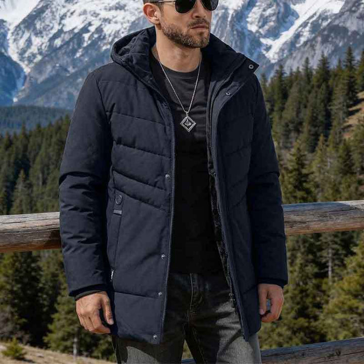 Herren Praktische Winterjacke mit Kapuze und edlen Steppdetails Drune