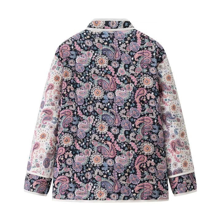 Damen nan gesteppte Patchwork-Steppjacke im Paisley‑Print mit Kontrastpaspeln und großen Klappentaschen Drune