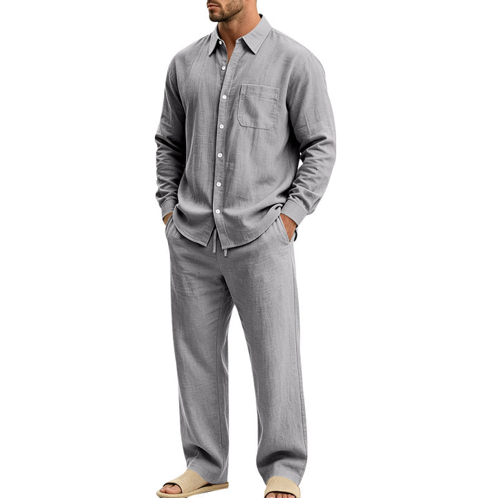 Herren legeres Leinen-Hemd mit weiter Lounge-Hose Drune