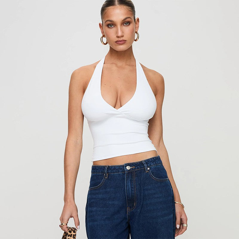 Damen Haltertop mit tiefem V-Ausschnitt Drune