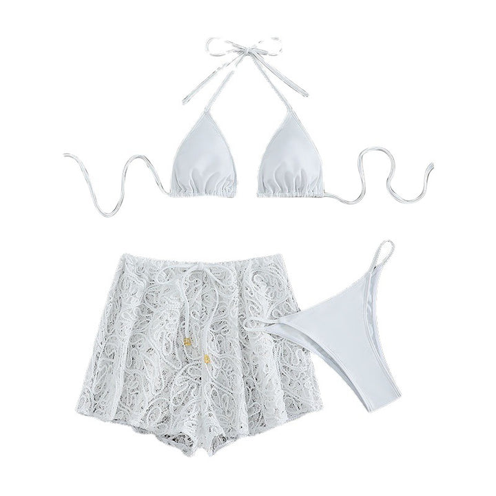 Damen Sexy Hüllen-Bikini-Set mit dekorativem Spitze Drune