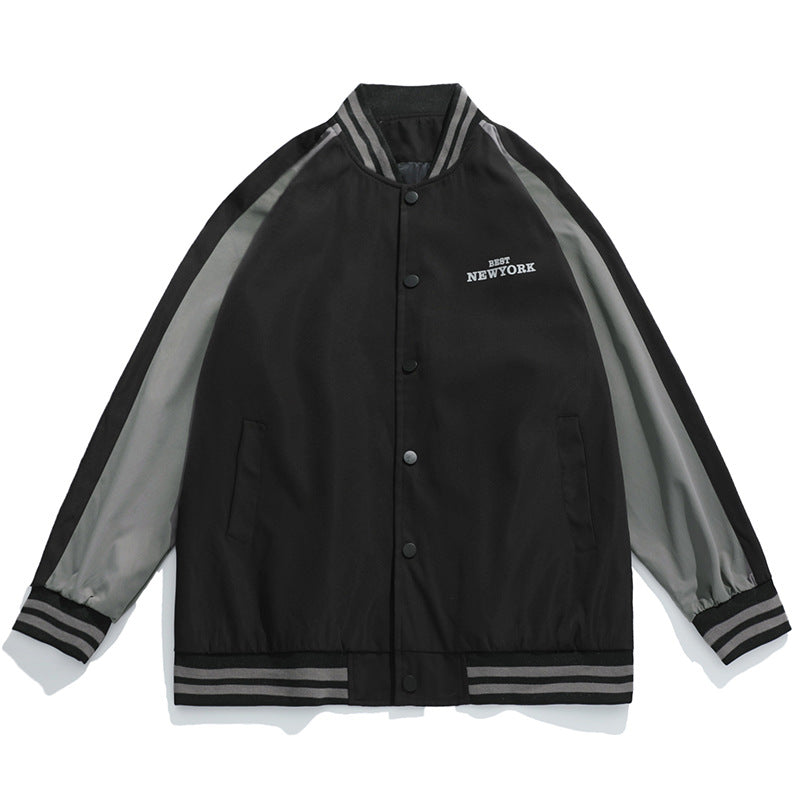 Unisex Retro-Baseball-Collegejacke im Bomberstil mit Raglanärmeln und Rippbündchen Drune