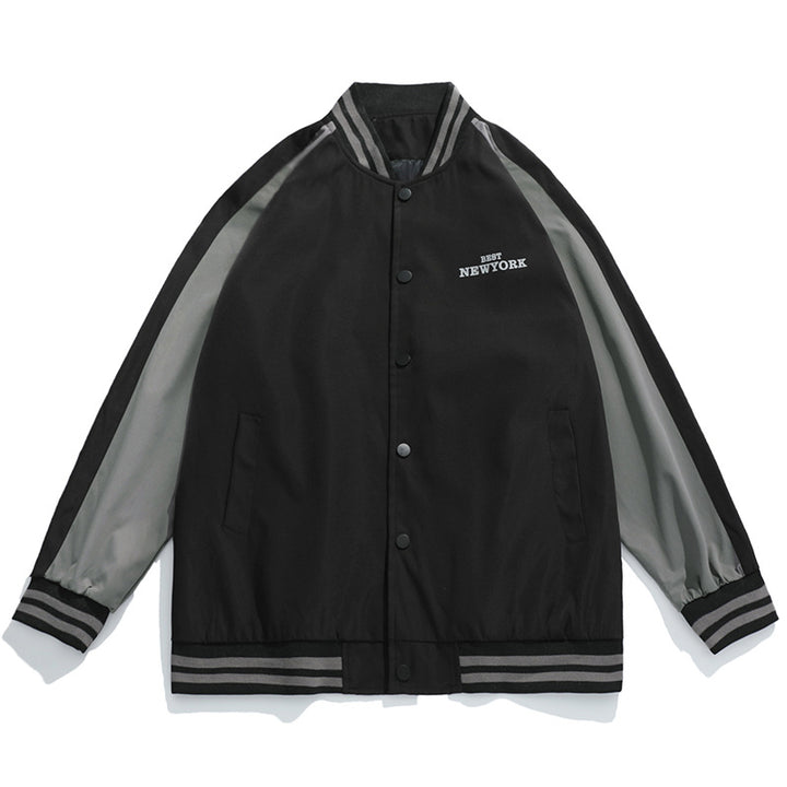 Unisex Retro-Baseball-Collegejacke im Bomberstil mit Raglanärmeln und Rippbündchen Drune