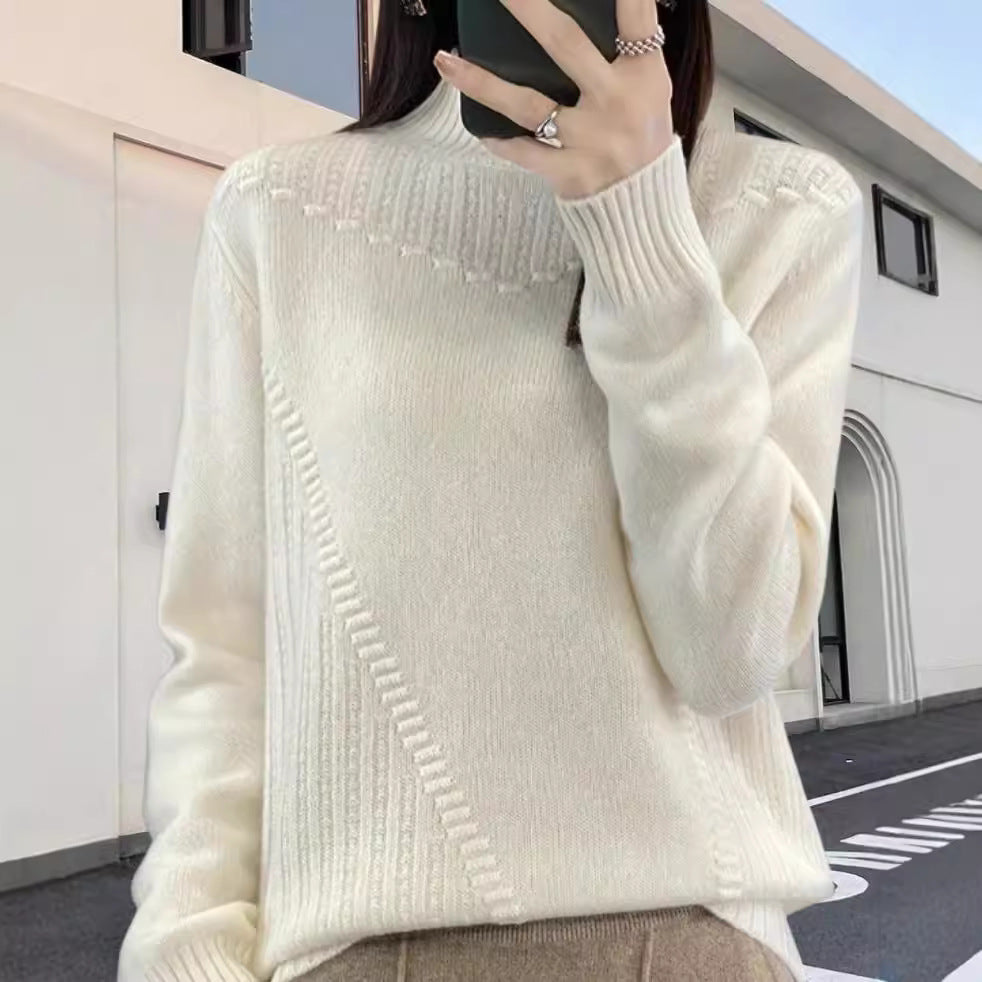 Damen Strickpullover mit elegantem Stehkragen und strukturiertem Design Drune