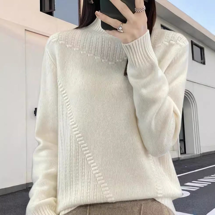 Damen Strickpullover mit elegantem Stehkragen und strukturiertem Design Drune