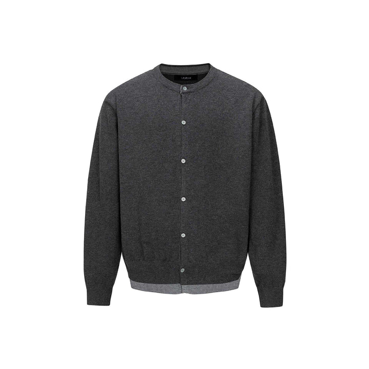Herren Feinstrick-Cardigan mit Rundhals, durchgehender Knopfleiste und geripptem Saum Drune