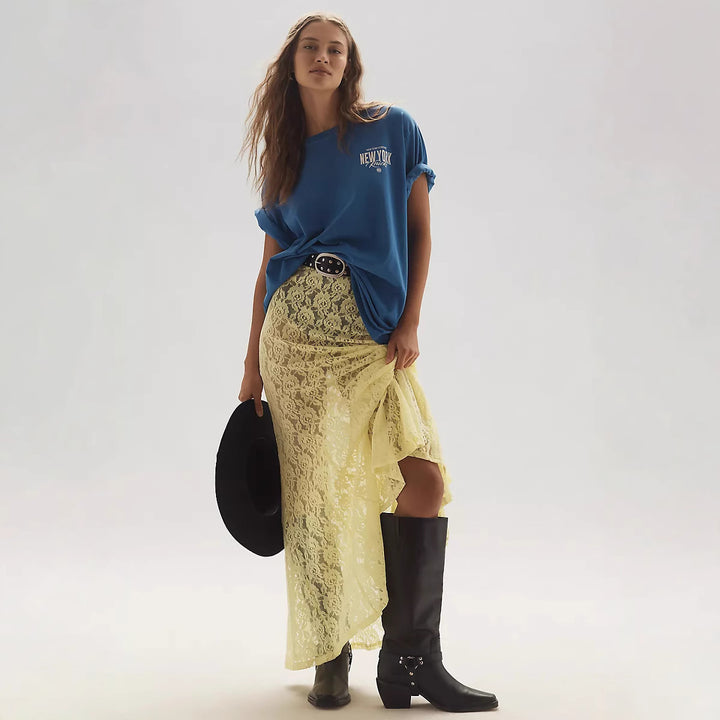 Damen lässiges T-Shirt mit coolem Druck und oversized Schnitt Drune