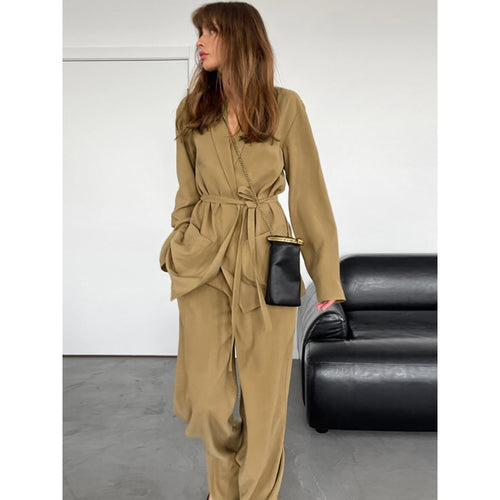Damen Blazerjacke mit taillierbarem Gürtel und praktischen Taschen Drune