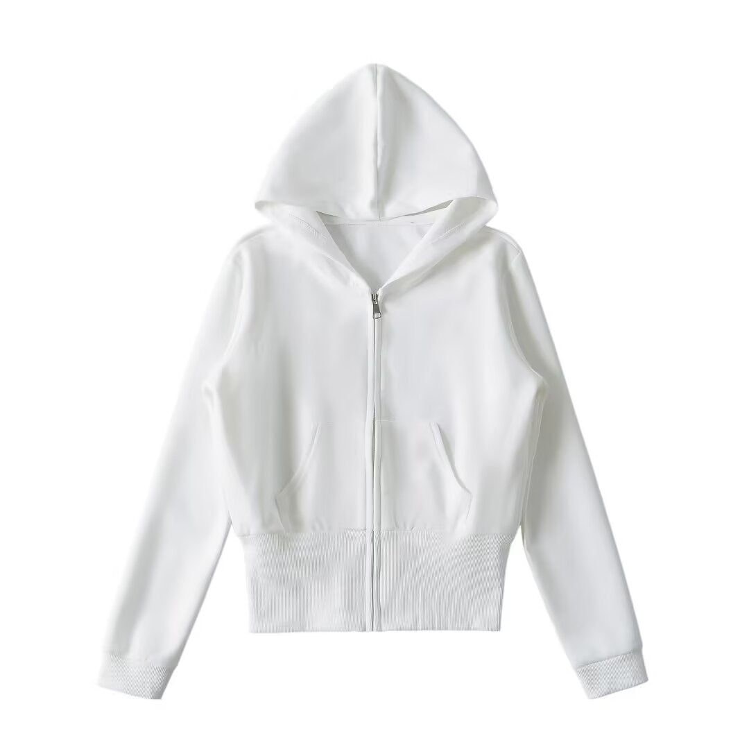 Damen lässige Kapuzenjacke mit Reißverschluss und praktischen Taschen Drune