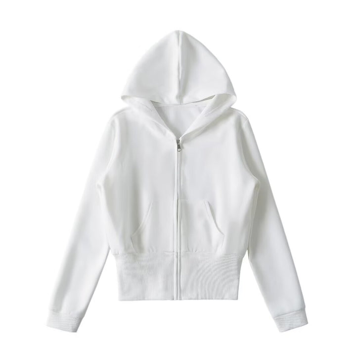 Damen lässige Kapuzenjacke mit Reißverschluss und praktischen Taschen Drune