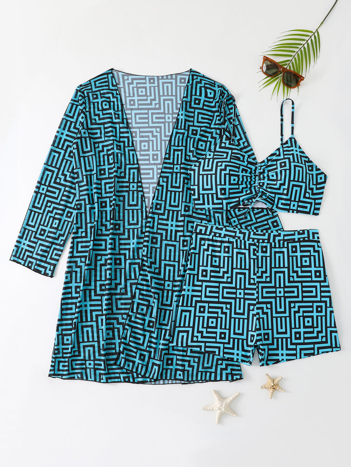 Damen Bademode-Set mit stylischem Kimono und Shorts Drune