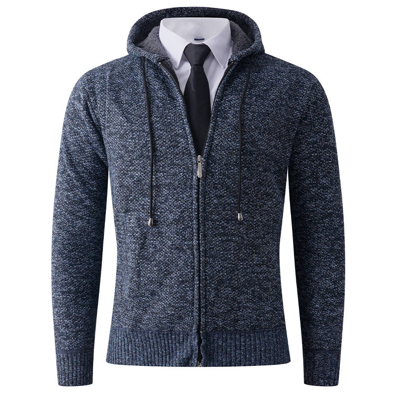 Herren modische Strickjacke mit Kapuze und Reißverschluss Drune
