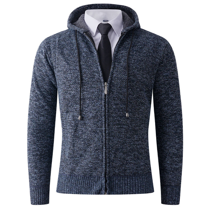 Herren modische Strickjacke mit Kapuze und Reißverschluss Drune