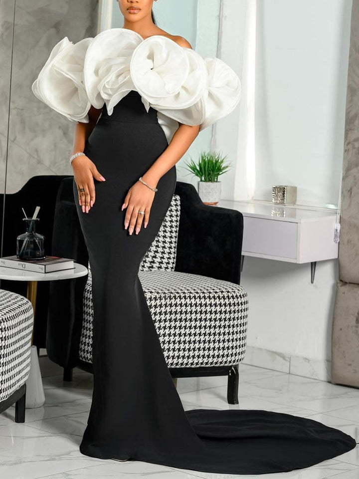 Damen Elegantes Abendkleid mit voluminösem Oberteil und figurbetontem Rock Drune