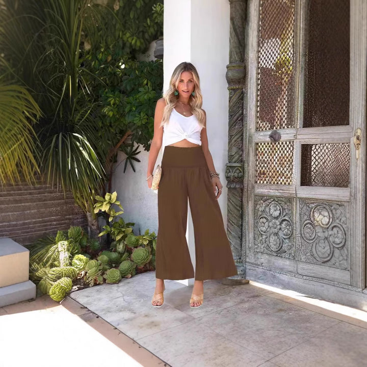 Damen weite Culotte-Hose mit elastischem Bund und seitlichen Eingrifftaschen Drune