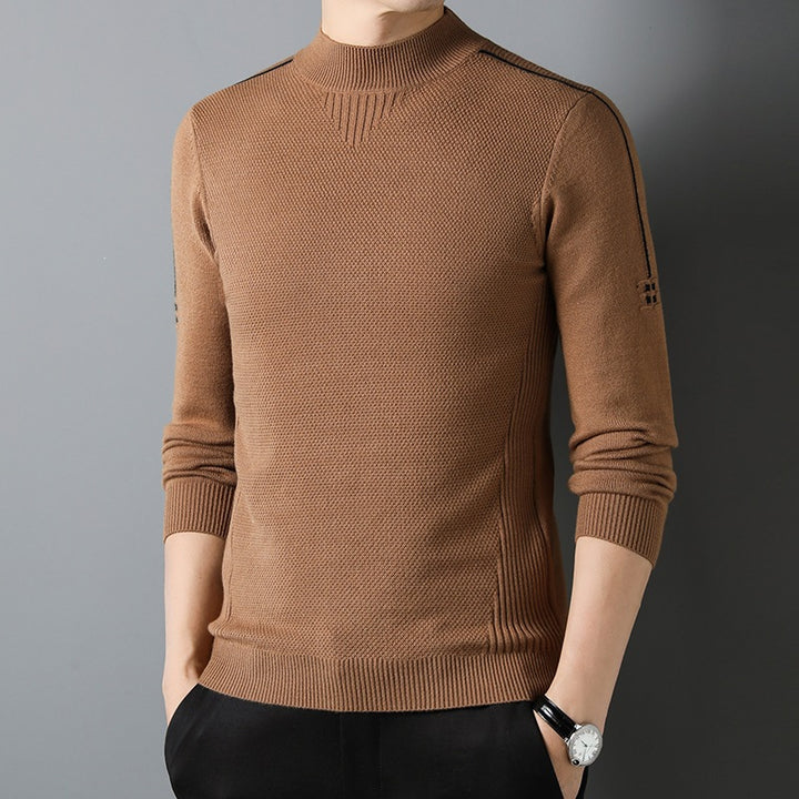 Herren Slim-Fit Strukturierter Feinstrickpullover mit kurzem Schlauchkragen und gerippten Säumen Drune