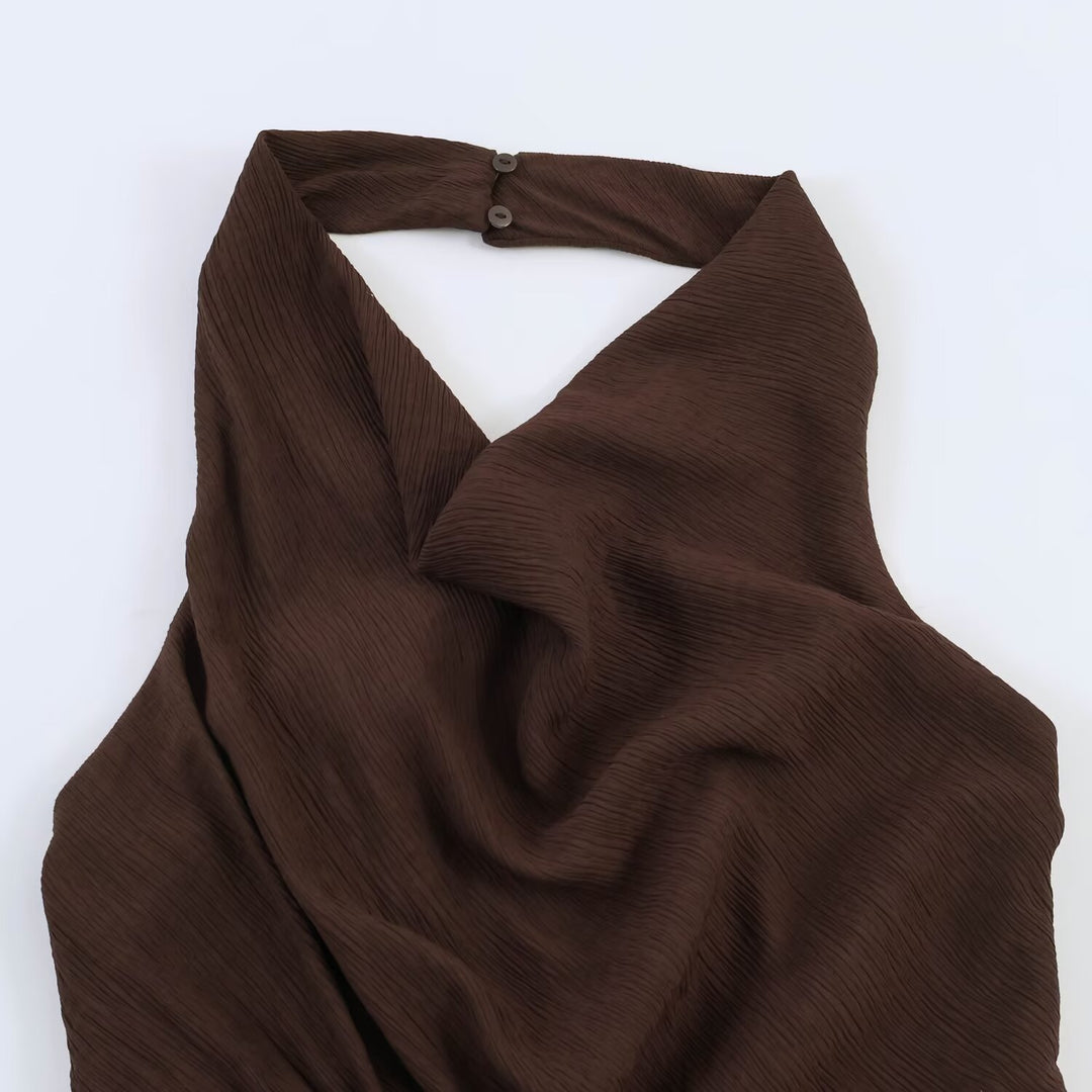 Damen asymmetrisches Halterkleid mit elegantem Drapierungsdesign Drune