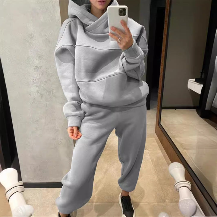 Damen Oversized Loungewear-Set aus schwerem French-Terry mit strukturierter Kapuze und Relax-Jogginghose Drune