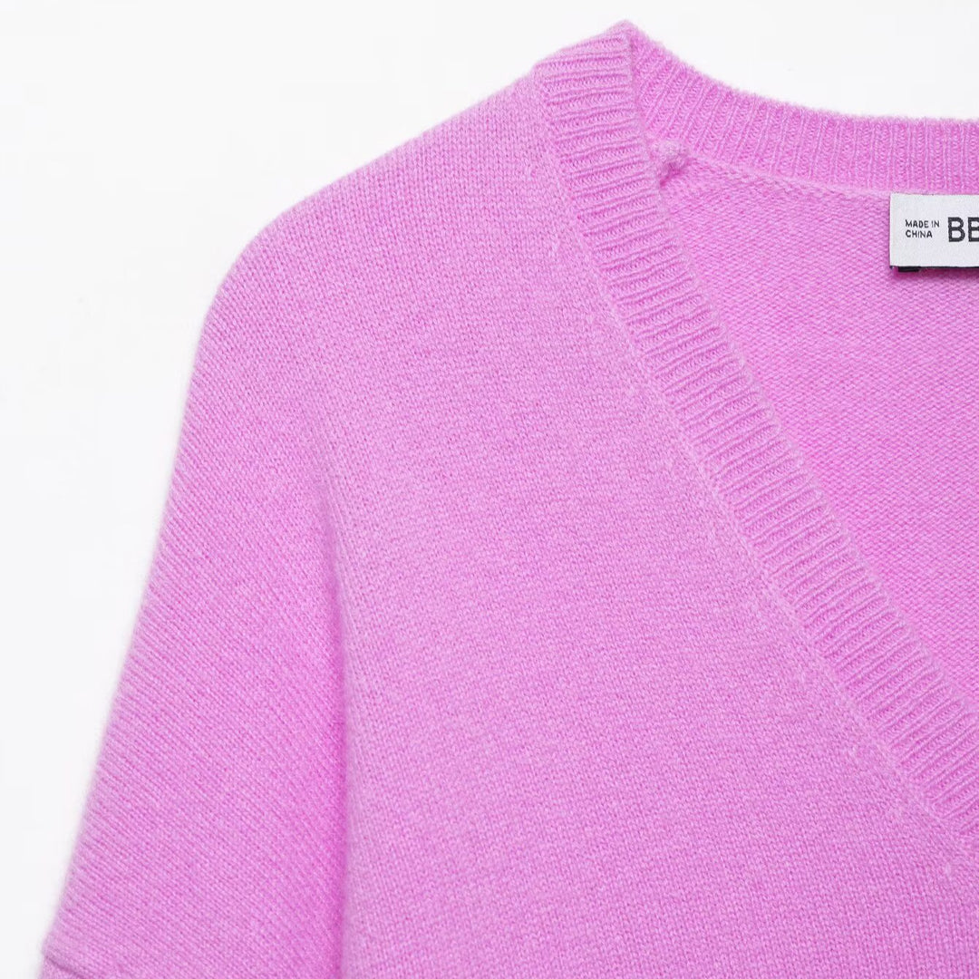 Damen Oversize V‑Ausschnitt Strickpullover mit überschnittener Schulter Drune