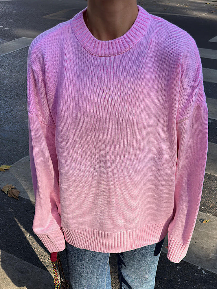 Damen Oversize-Feinstrickpullover mit Rundhalsausschnitt & verlängerten Manschetten Drune