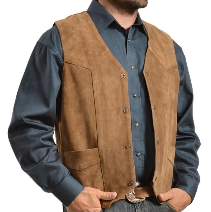 Herren-Wildlederweste mit praktischen Taschen