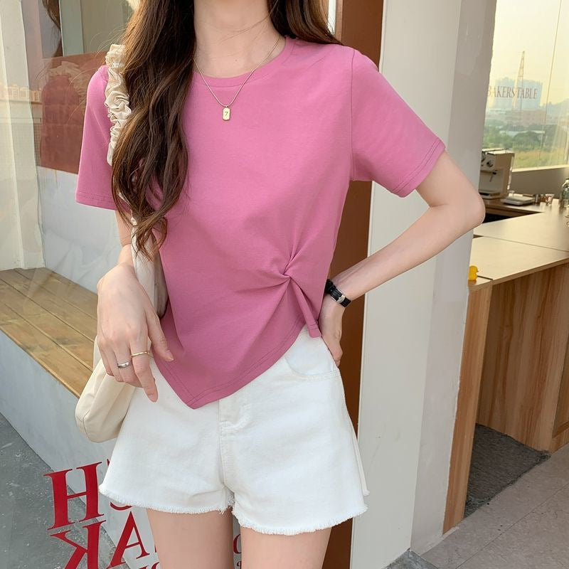 Damen Cropped T-Shirt mit dekorativem Knoten-Design und modernem Schnitt