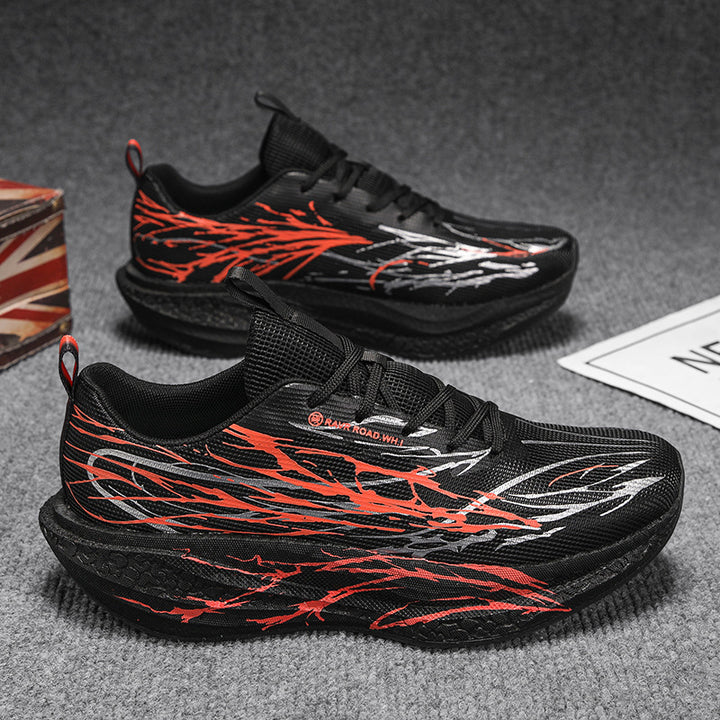 Unisex leichte Performance-Laufschuhe mit gestricktem Obermaterial, reaktiver Hohlkern-Zwischensohle und dynamischem Grafikprint Drune
