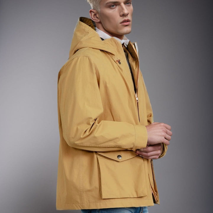 Herren strapazierfähige Multifunktionsjacke mit verstellbarem Kapuzenkragen und großzügigen Taschen Drune