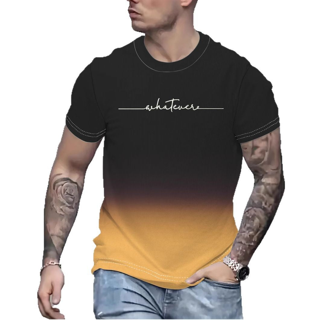 Herren T-Shirt mit kreativem Schriftzug und modernem Farbverlauf Drune