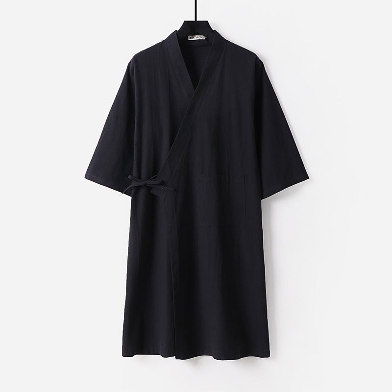 Damen Kimono-Wickelkleid mit Bindegürtel und aufgesetzten Taschen Drune