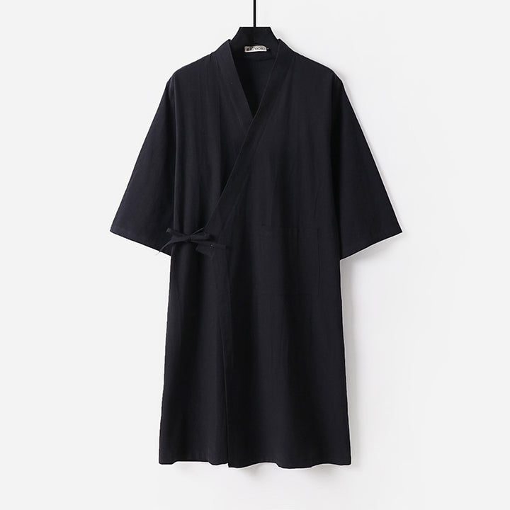 Damen Kimono-Wickelkleid mit Bindegürtel und aufgesetzten Taschen Drune
