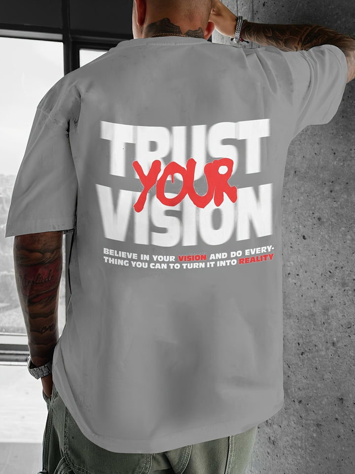Herren Oversized T-Shirt mit großflächigem Vintage-Blumenprint und Rücken-Slogan Drune