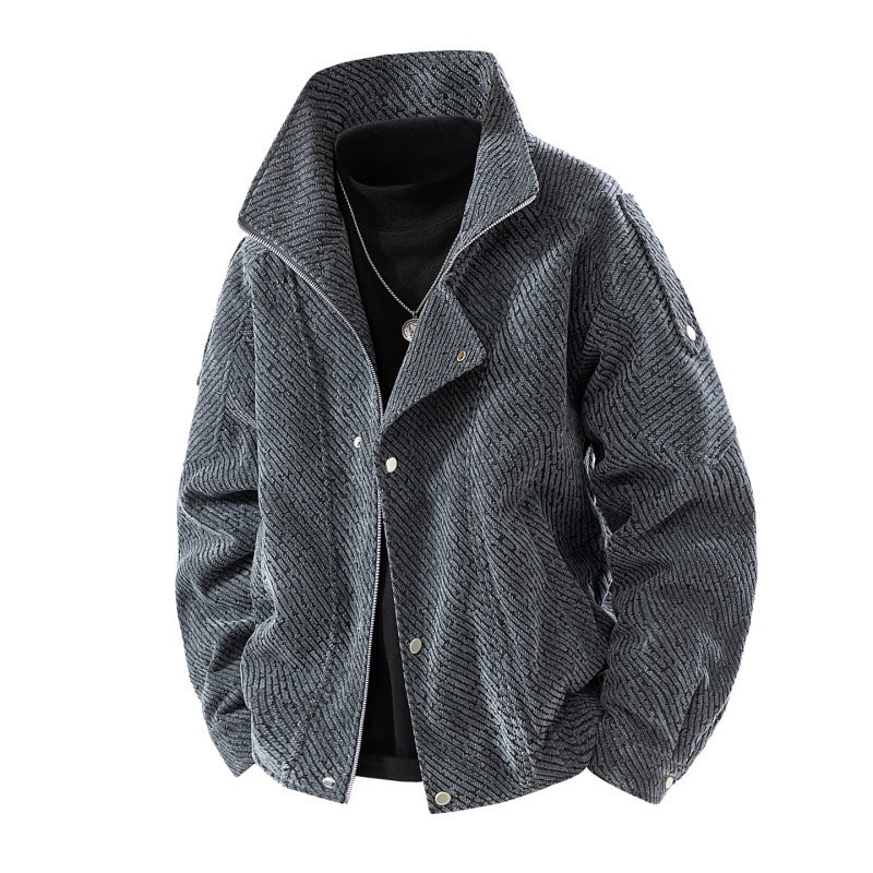 Herren gepolsterte Wollmix Übergangsjacke im Oversize-Schnitt mit Stehkragen Drune