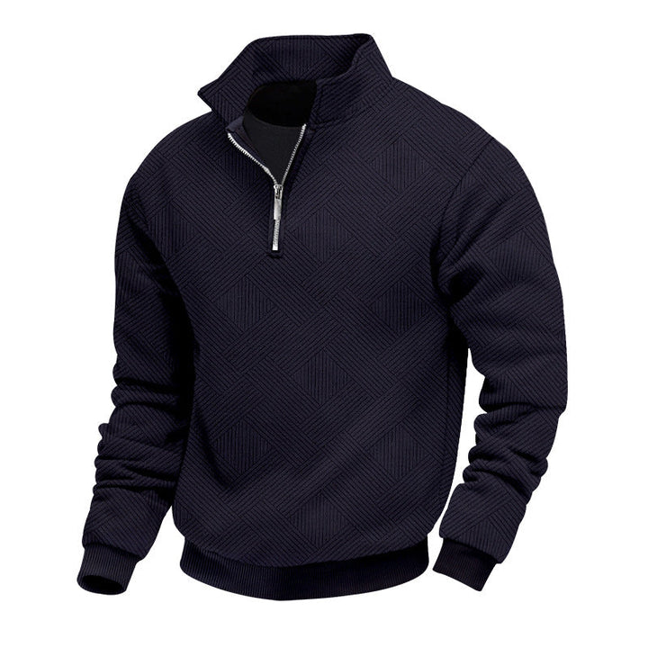 Herren hochwertiger Strickpullover mit Stehkragen und modischem Reißverschluss Drune