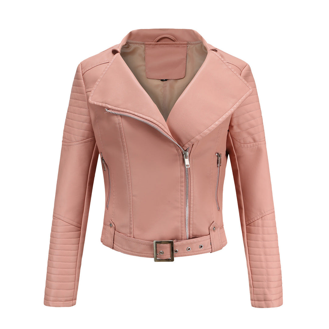 Übergangsjacke Damen schwarz im Biker-Design tailliert