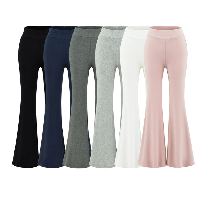 Damen High-Waist Flared Jersey-Leggings mit ausgestelltem Beinabschluss Drune