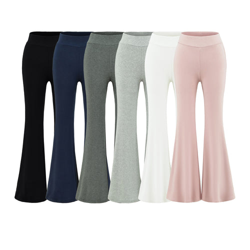 Damen High-Waist Flared Jersey-Leggings mit ausgestelltem Beinabschluss Drune