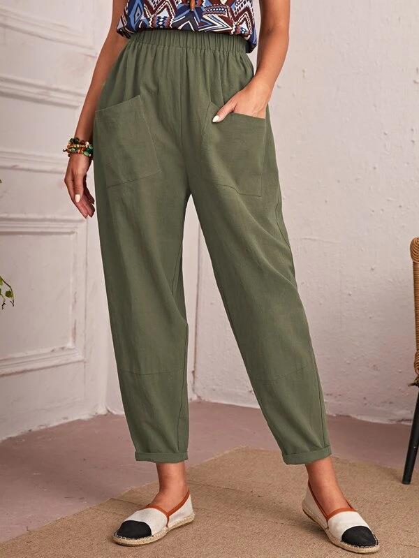 Damen Bequeme Chino-Hose mit elastischem Bund und praktischen Taschen Drune