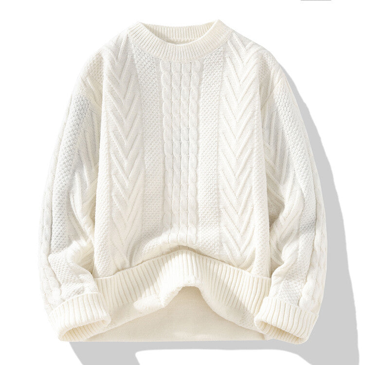 Herren Grobstrickpullover mit Zopfmuster und lässigem Schnitt Drune