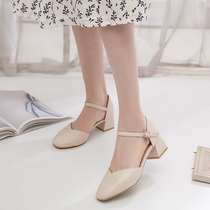 Damen elegante Slingback-Pumps mit modischem Riemen und komfortablem Blockabsatz Drune