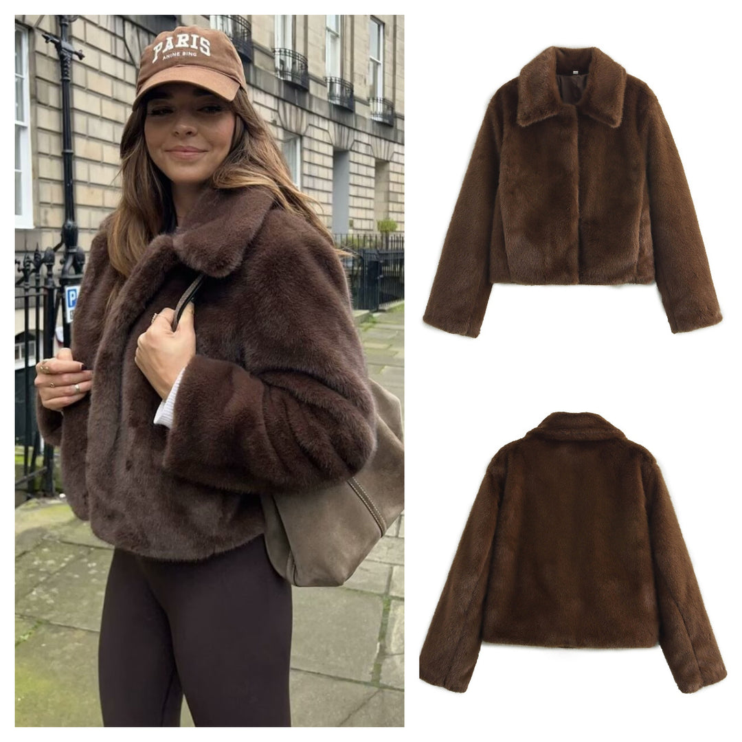 Damen Kuschelige Kunstpelzjacke Drune