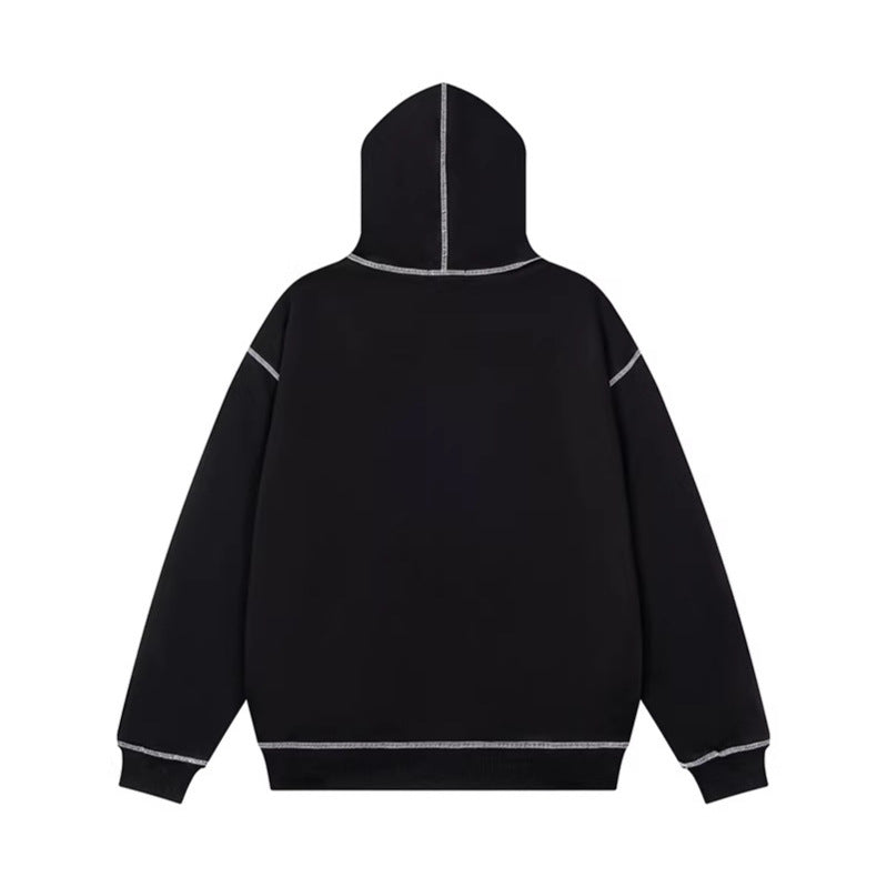 Unisex Oversize-Kapuzenjacke mit durchgehendem Reißverschluss und Ziffern-Applikationen Drune