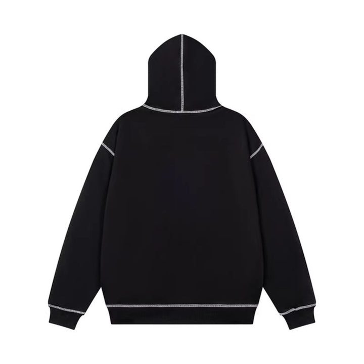 Unisex Oversize-Kapuzenjacke mit durchgehendem Reißverschluss und Ziffern-Applikationen Drune