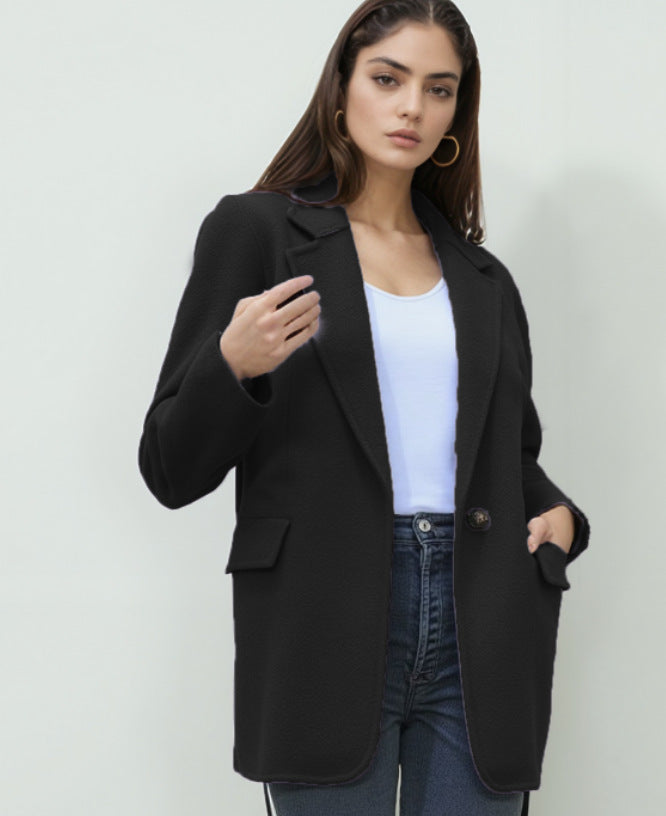 Damen elegante Blazerjacke mit strukturierter Oberfläche und schickem Schnitt Drune