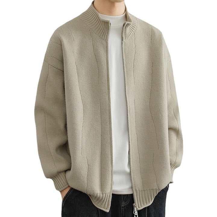 Herren Modische Strickjacke mit hohem Kragen Drune